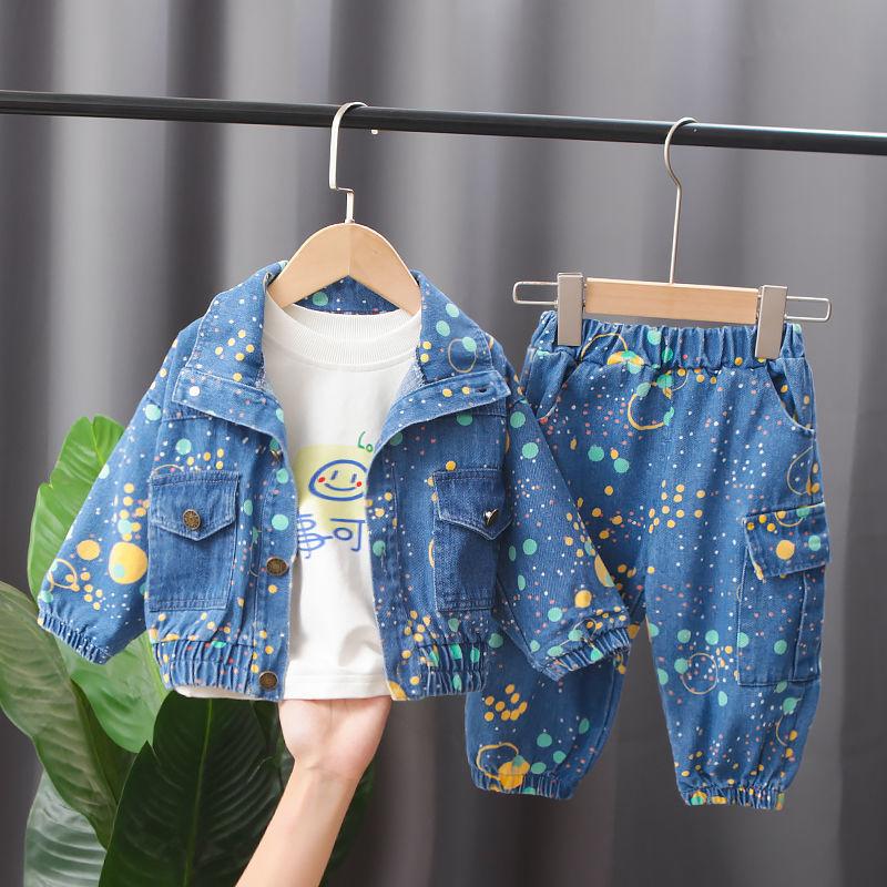 

Clothing Sets Boys Spring And Autumn 2021 Babys Fashion Three-piece Children's Denim Clothes, White