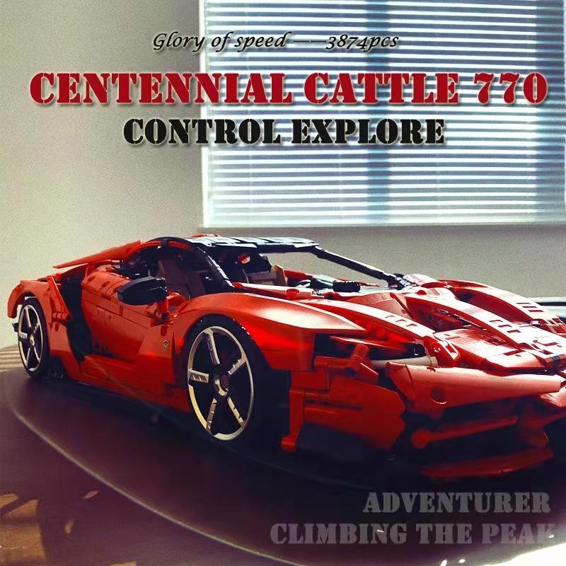 Red Lamborghining Centenario 1:8 Hypercar Model Building Blocks Super Racing Sport Car 3874PCS K1-1B Bricks C61042 20001 20086 Birthday Toys Chri-image-716373482