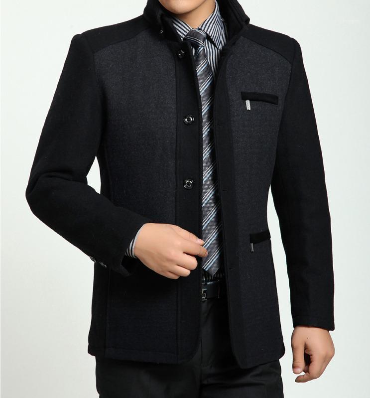 

Men's Wool & Blends 2021 Winter High Quality Woolen Coats Business Casual Overcoat Fashion Coat Men Windbreaker Jacket Peacoat Fo, Black