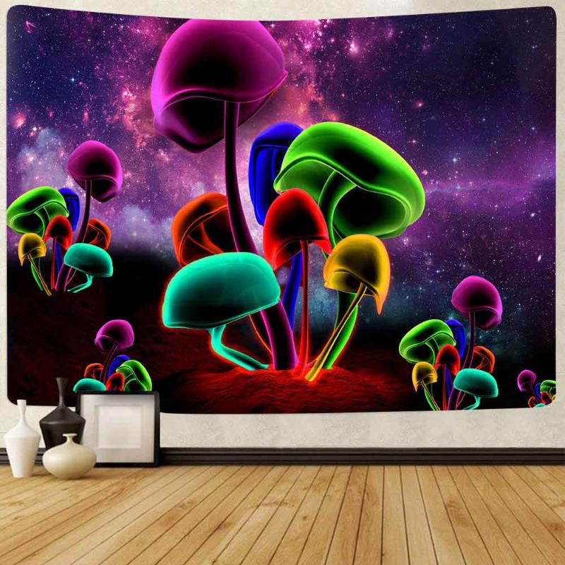 

Tapestries Simsant Trippy Smoke Mushrooms Tapestry Hippie Colorful Nature Art Wall Hanging For Living Room Home Dorm Decor