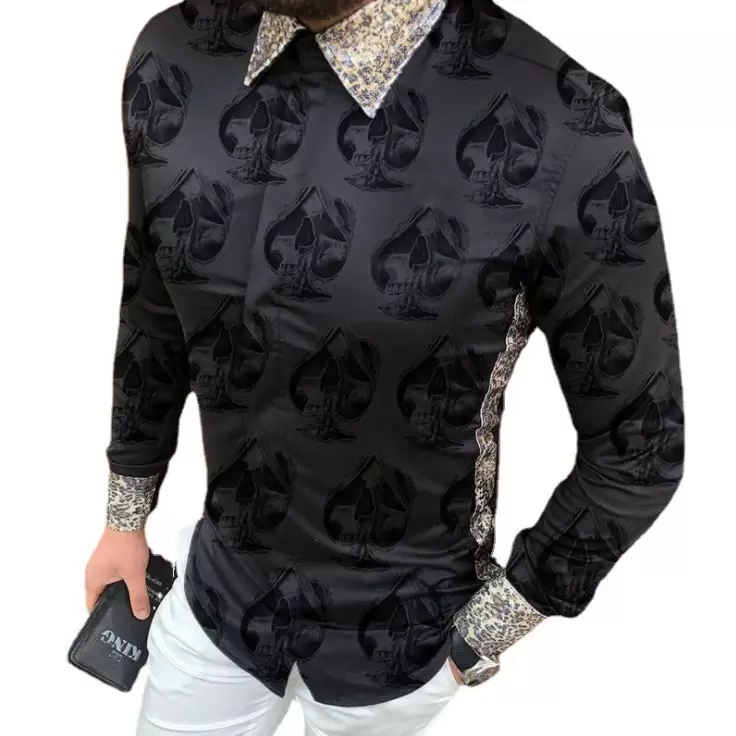 

autumn men's clothing style blouse shirts print long sleeve trend Hawaiian big size xxxl slim fit shirt, As picture