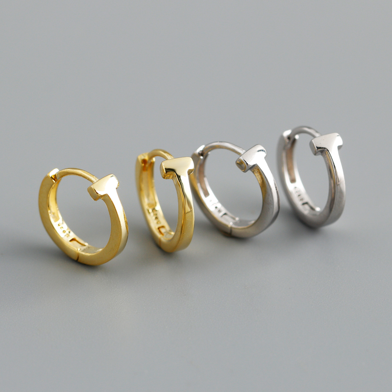 

good quality jewelry Hoop gold earrings for women Stud 925 Sterling T Shaped Girls Gift turkish silver earring fashion jewellery made in China