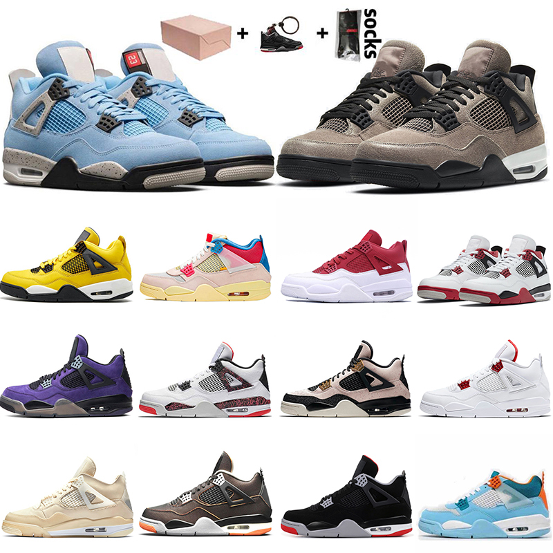 

2021 With Box White X Sail Fashion Jumpman 4 4s Mens Basketball Shoes Retro Black Cat Neon University Blue Women Trainers Sports Chaussures Big Size us 13, B7 white cement 36-47