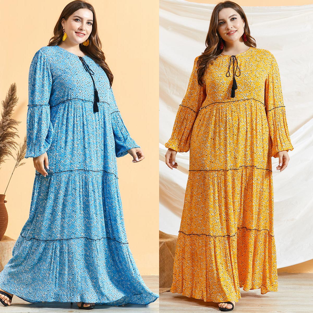 

Spring Muslim Women Dress Abaya Bohomian Ramadan Maxi Long Dresses Islamic Clothing Eid Musulman Hijab Moroccan Kaftan Robe