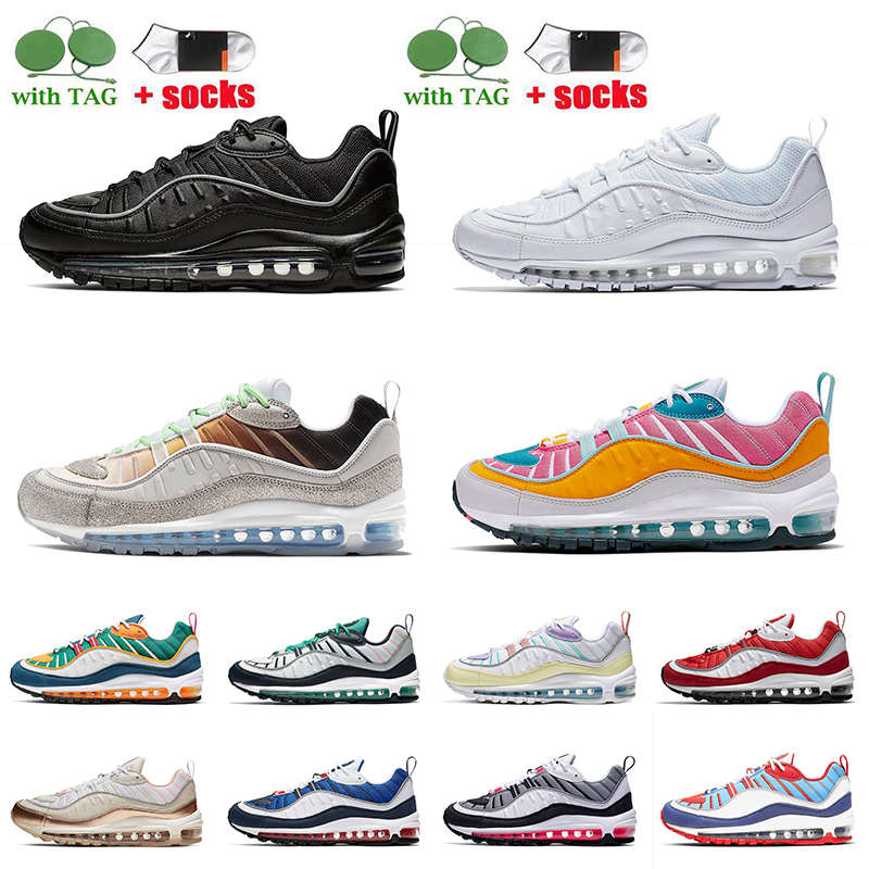 

Top Fashion Womens Mens Running Shoes 98s Triple White Black Off La Mezcla Cone Barely Rose Easter Pink Solar Red Trainers Sneakers, C50 40-45
