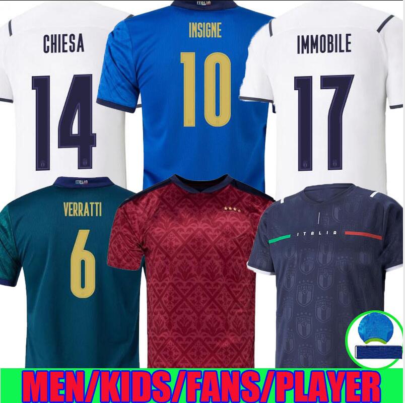 

FANS player version Italy 2021 INSIGNE soccer Jersey italia 21 22 Immobile Belotti Jorginho BONUCCI verratti Chiesa Adult men + kids kit SOC, Black;yellow
