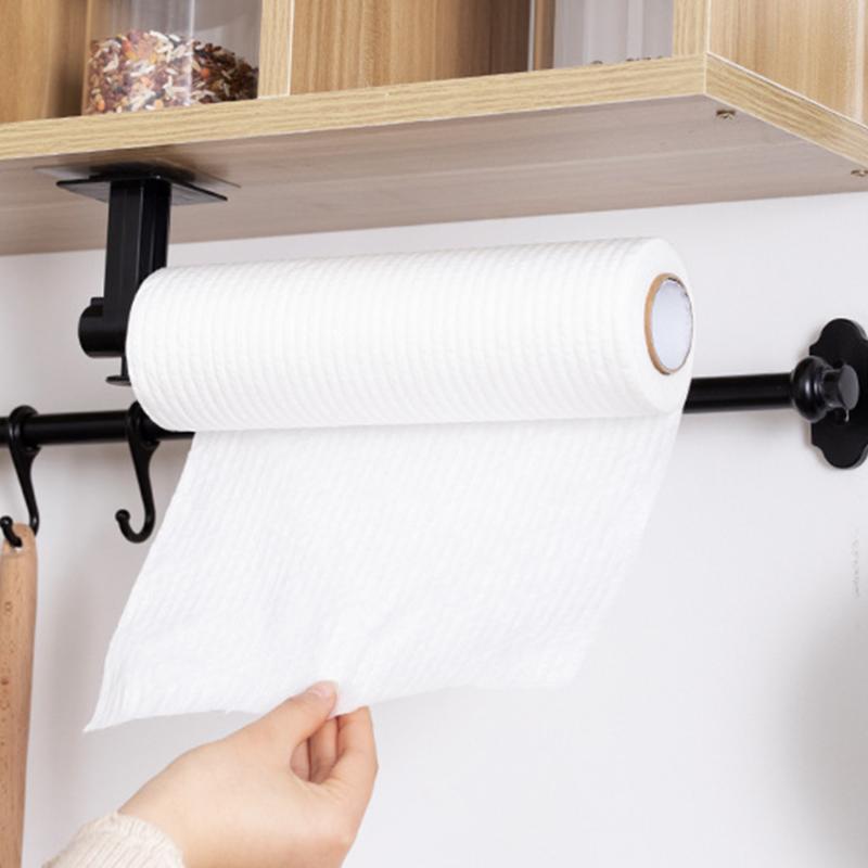 

Toilet Paper Holders Retractable Holder L Shape Plastic Kitchen Roll Wall Mounted Black Rack Bathroom Towel Storage Shelf