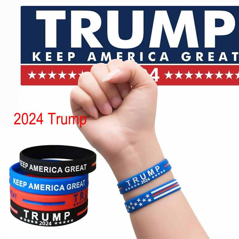 

DHL Hotest Trump 2024 Silicone Bracelet Black Blue Wristband Party Favor CY0022