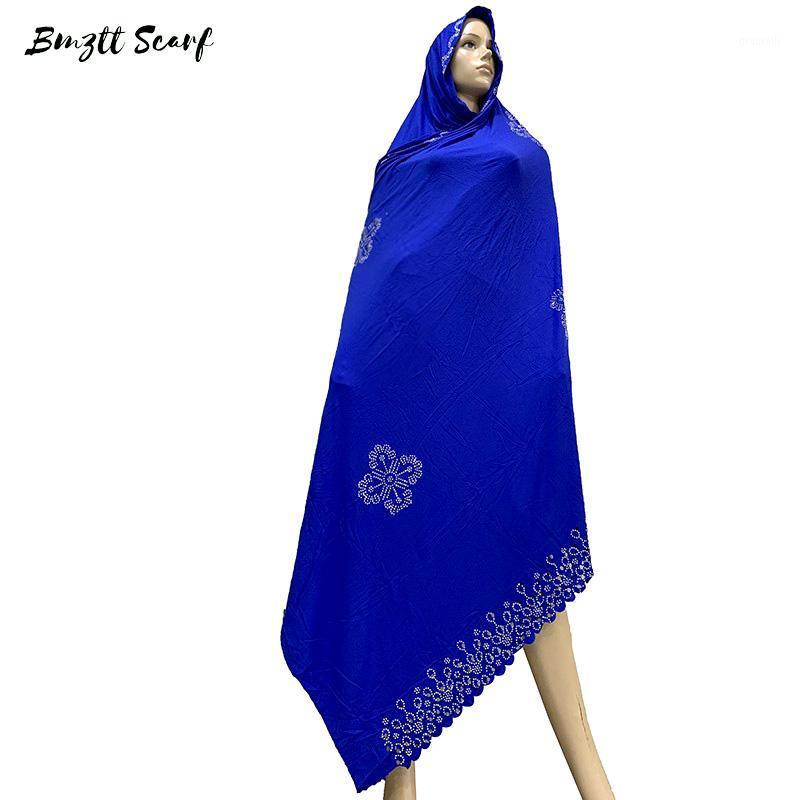 

Scarves 100% Soft Cotton Scarf KASHKHA For African Muslim Women Dubai Pray Big Shawls With Rhinestones BF-105, Blue;gray
