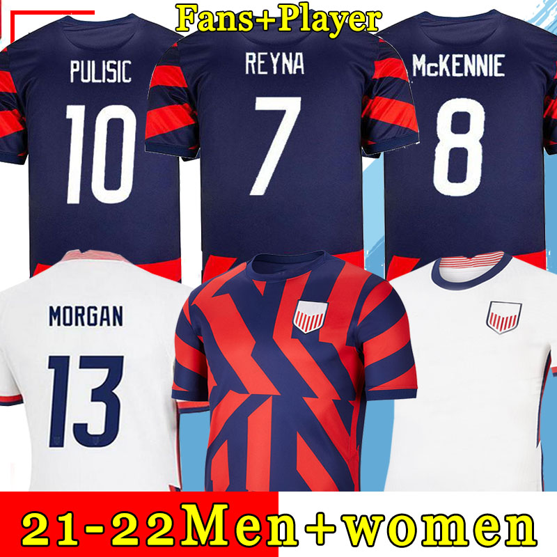 

United States soccer jerseys 2021 McKENNIE REYNA PULISIC football jersey YEDLIN BROOKS DEST national team uniforms man America MORGAN shirts women 4 stars, 2020 home men jersey