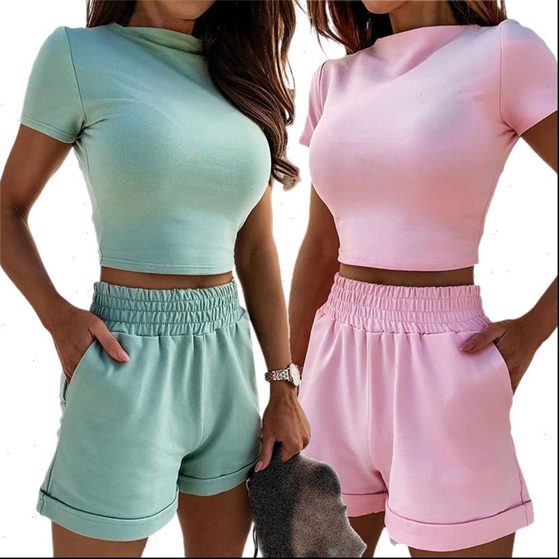 

women tracksuits elegant two piece set tracksuit summer clothes short sleeve elastic shorts sweat suits matching sets, Gray