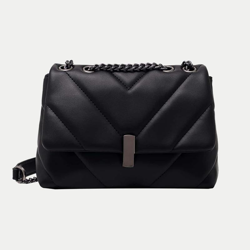 

Evening Bags Vintage Fashion Chains Shoulder For Women Chic Pu Leather Crossbody Handbag Purse Lady Daily Use Messenger Bag Totes, Black