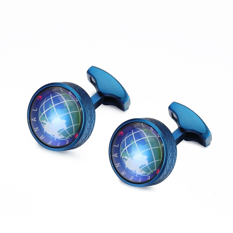 

Shirt cuffs Designer Cufflinks for Mens gift Brand Wedding Cuff links rotatable the earth globe Button male High Quality