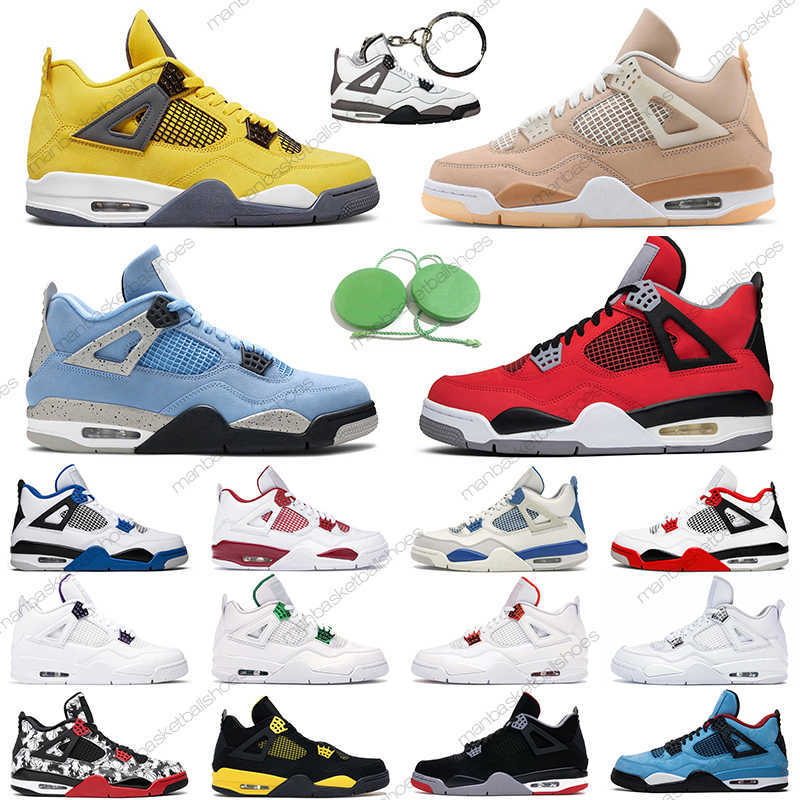 

4 Mens Basketball Shoes 4s Black Cat White Cement Fire Red University Blue Lemon Pink sport Trainer, # 18