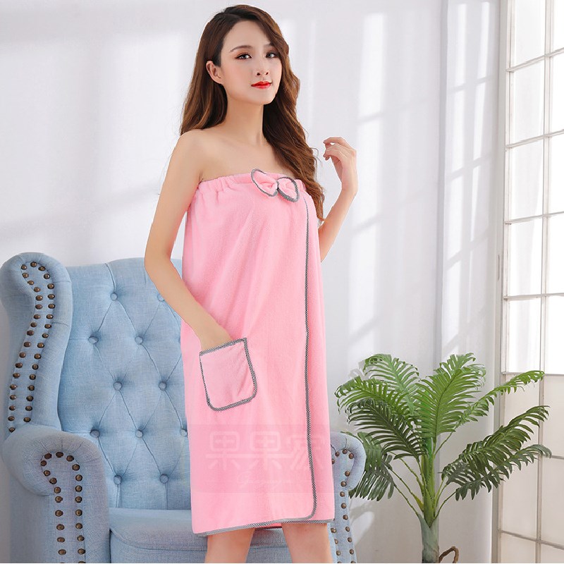 

400g Coral Velvet Variety Tube Top Pocket Bath Skirt Soft Absorbent Bath Towel Merchant Group Buy Daily Necessities Gift Bath To, Pink