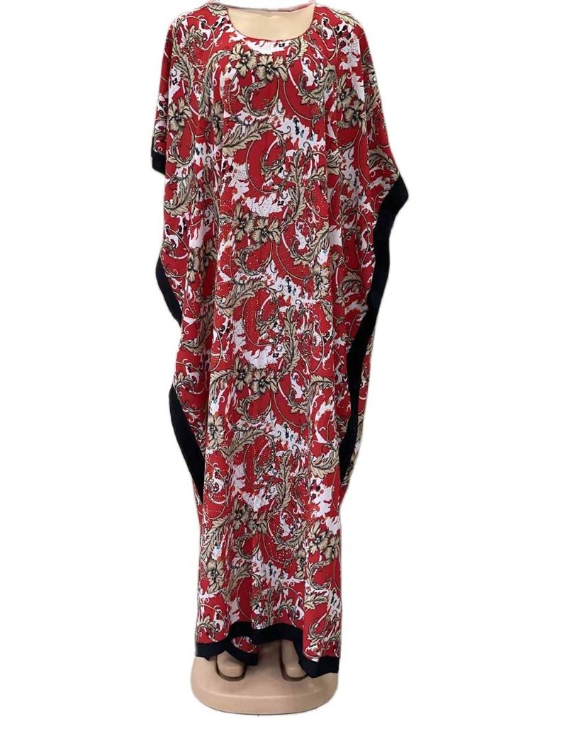 

Ethnic Clothing Gown Style African Women's Dashiki Drilling Bat Sleeve Loose Long Print Dresses + Scarf Free Size