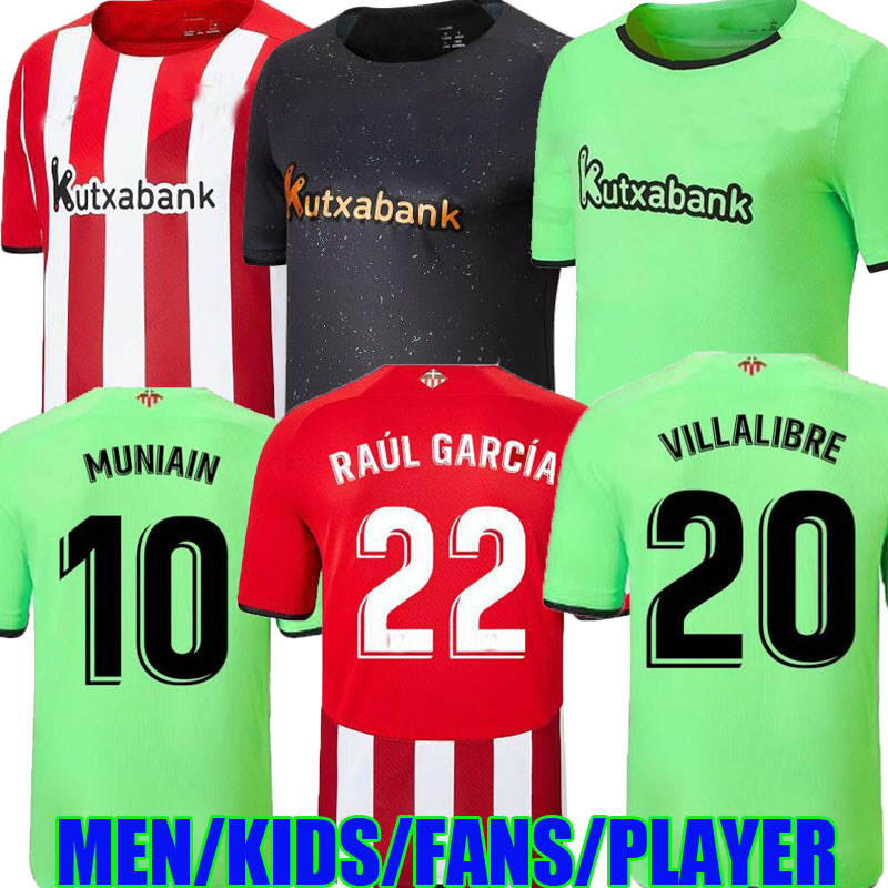 

player version 21 22 Bilbao Club Soccer Jersey Athletic RAUL GARCIA BERENGUER WILLIAMS 2021 2022 VILLALIBRE MUNIAIN goalkeeper men kids kit, Black;yellow
