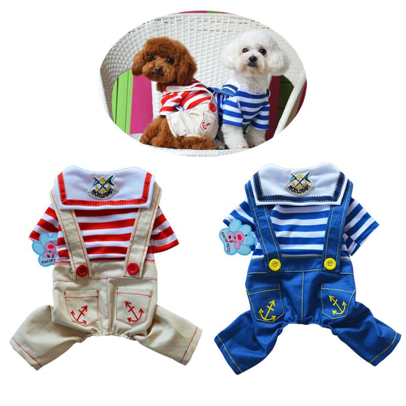 

Spring Summer Dog Romper Navy Style Striped Pet Clothes Jumpsuit Puppy Clothing Apparel
