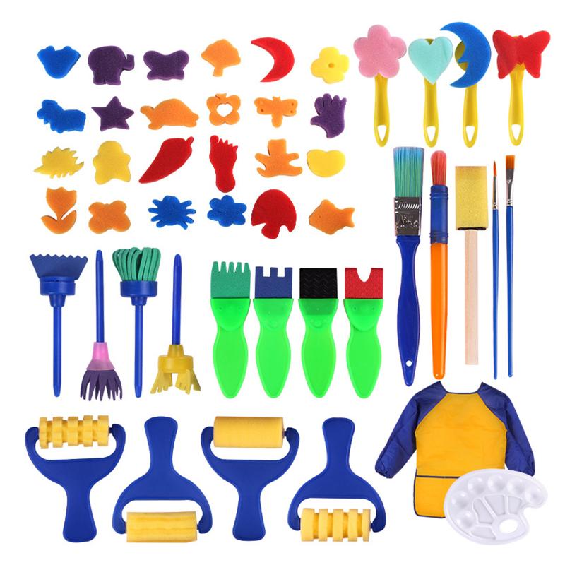 

Gift Sets 25/30/34/47PCS Children Painting Brush Set For Toddler Kids Early DIY Learning Toys Finger Paints Sponges Art Supplies Gifts