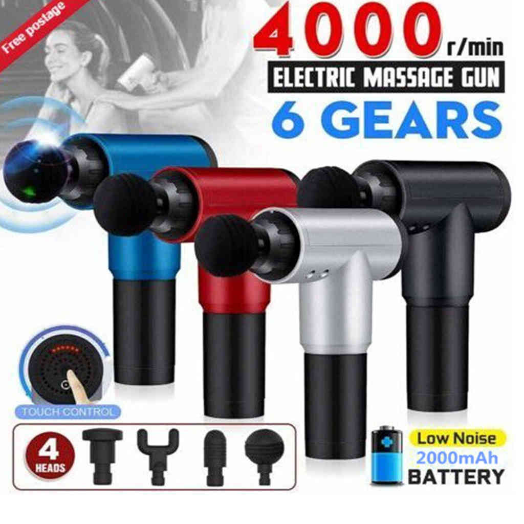 

6 Speeds Massage Gun Rechargeable Handheld Deep Tissue Massager Rechargeable Handheld Body Massage Gun with 4 Massage Head X0426