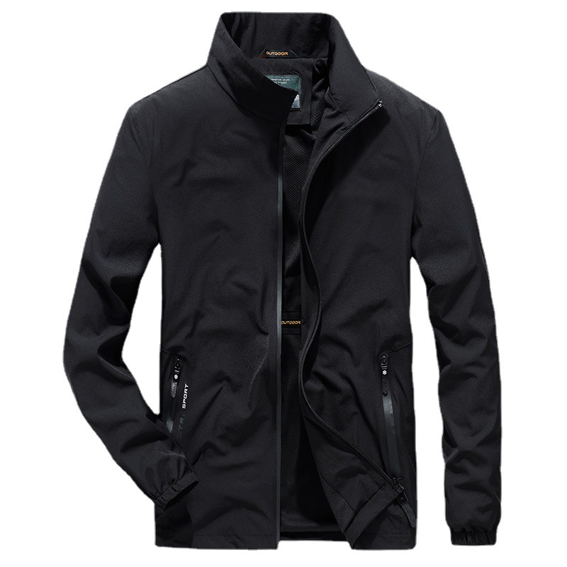 

Fall Jacket Men Loose Quick-drying Large Size Casual Sports Windbreaker Four-sided Stretch, Black;brown