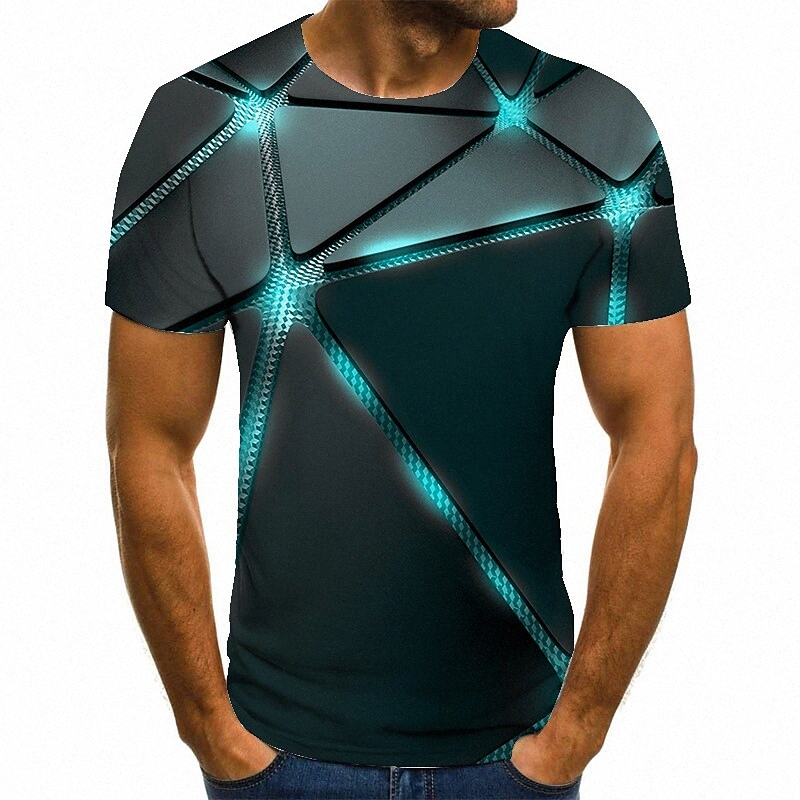Tee-shirt unisexe pour hommes T-shirt T-shirt 3D Imprimer Géométrie graphique Prints PLUS Taille Ronde Cou Casual Imprimé Daily Impression courte