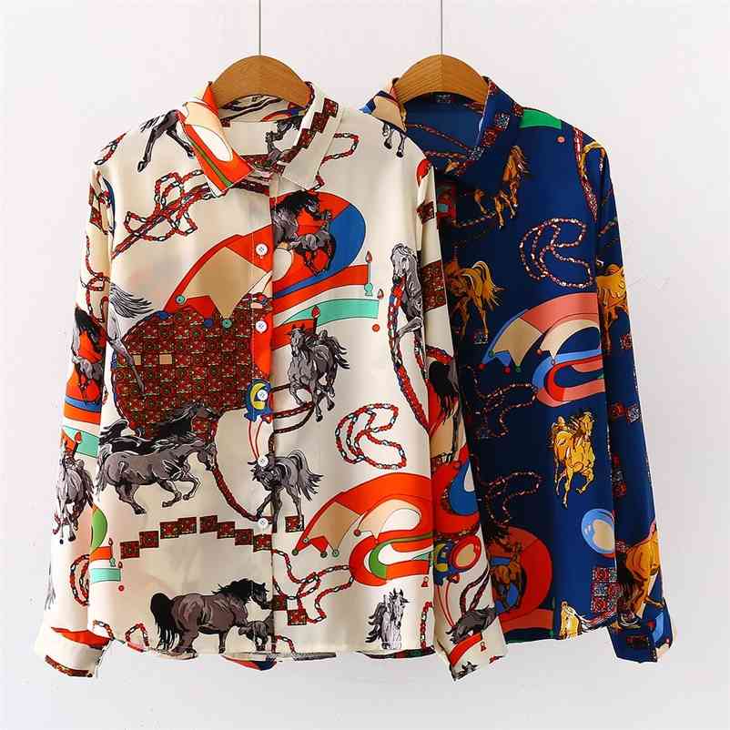 Fashion Women Blouses slim blouse printing shirts Spring long sleeve Casual Tops Shirts Blusas Mujer 210715