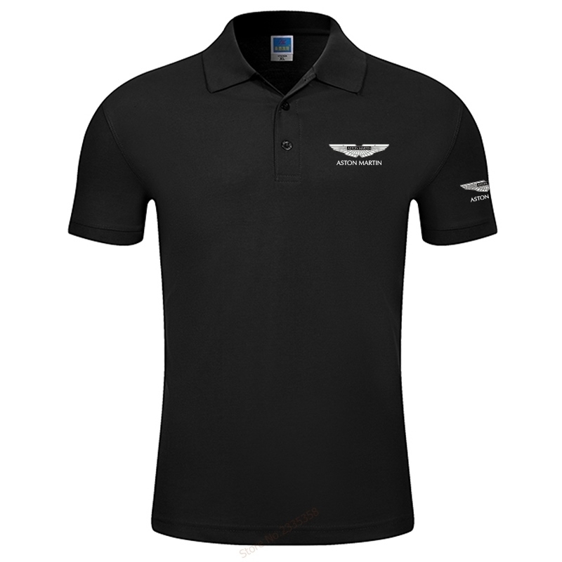 

Short Sleeve Men Brand Polo Fashion Summer New Male Aston Martin Polo Shirt solid casual tops 210401, Black