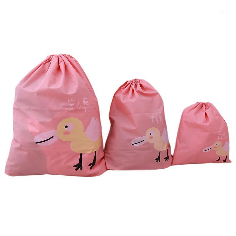 

Storage Bags 3PCs/ Set Cartoon Printed Drawstring Waterproof Shoes Laundry Foldable Home Organizer Travel
