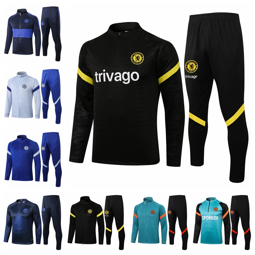 

21/22 CHELse Full Zipper Jacket Tracksuits LUKAKU WERNER Survetement Training suit Soccer Havertz ZIYECH Football Tracksuit jogging futbol, Gray