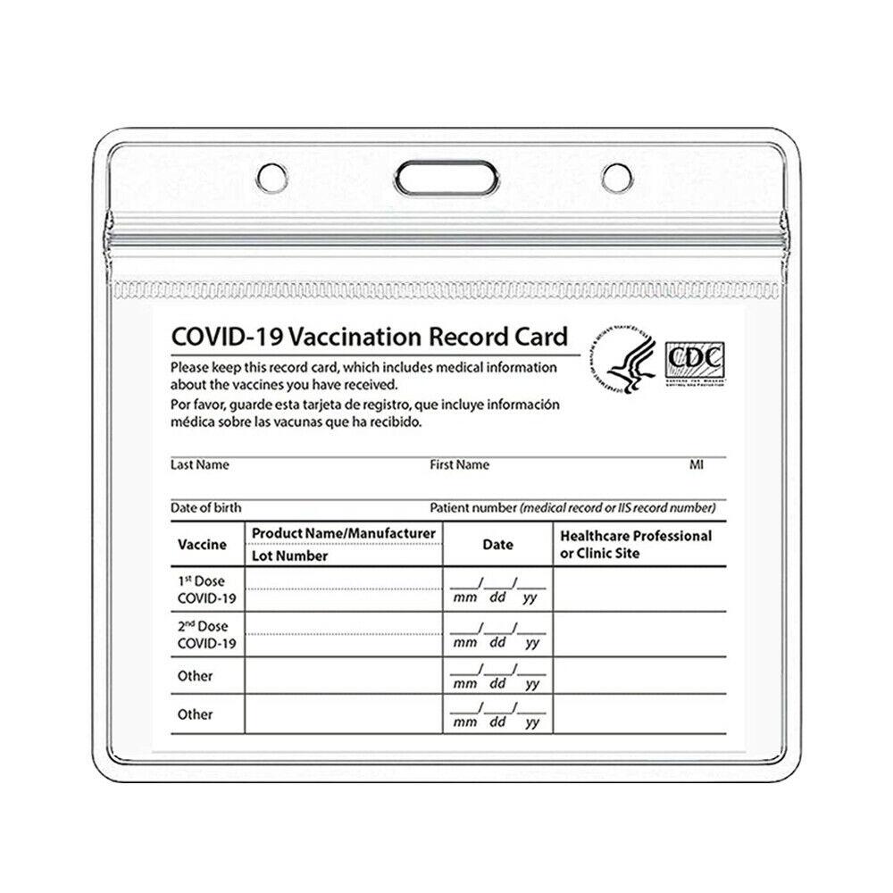 

CDC Vaccinate Card Holder Case Files 4 X 3 Inch Immunization Record Vaccination Cards Protector Clear Vinyl Plastic Sleeve Waterproof Business -card holders Only