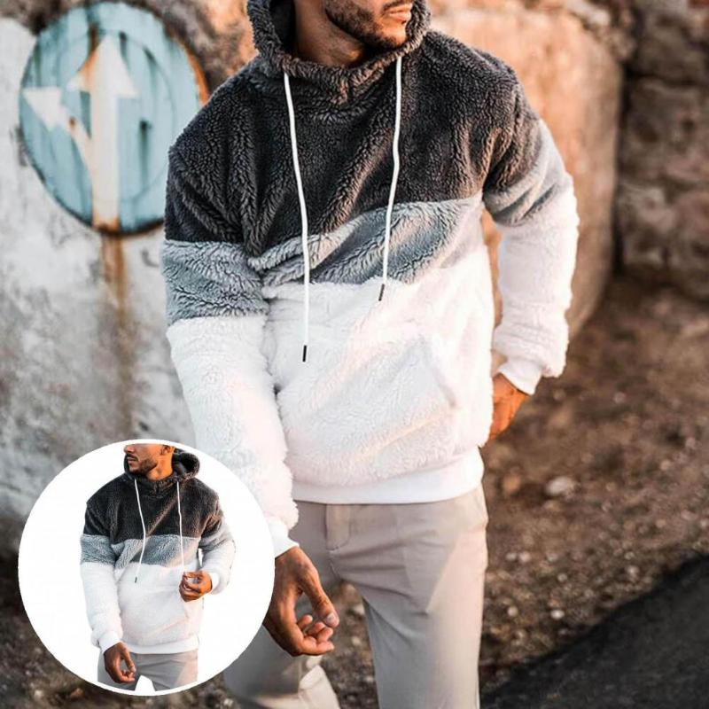 

Men's Sweaters Long Sleeve Autumn Winter Color Block Warm Men Sweatshirt For Travel, White