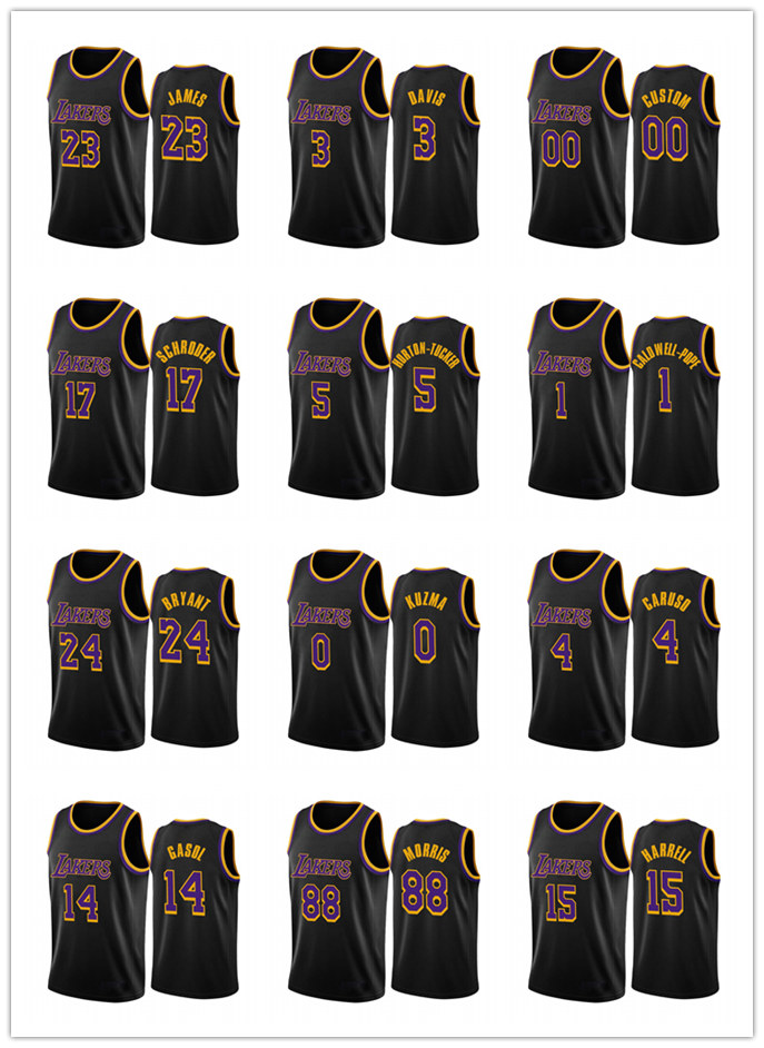 

2020-21 Los Angeles Lakers LeBron James Anthony Davis Kuzma Horton Tucker Earned Edition basketball Jersey, Black