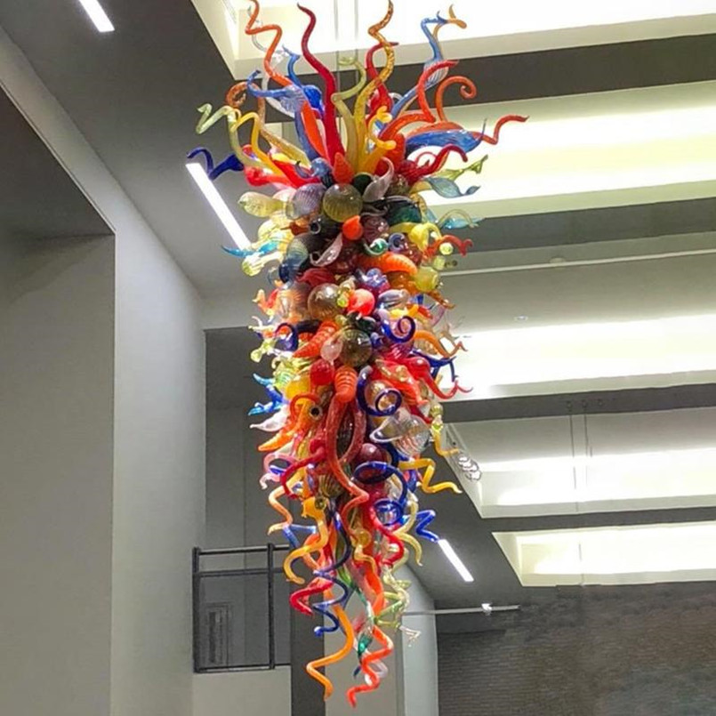 

Multi Colored Chandelier Lamps Lightings Italian Living Room Art Decor Chain Pendant 60 Inches Hand Blown Glass Chandeliers Pendants Lights