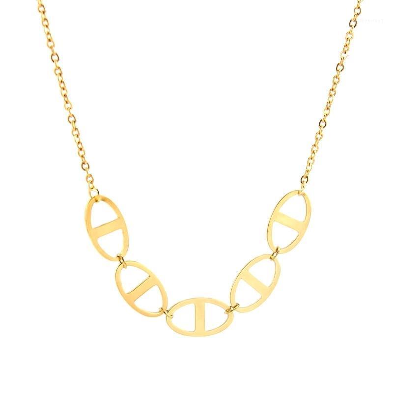 

Chains 100% Stainless Steel Coffee Seed Necklace For Women Men Gold/Silver Color Metal Pig Nose Chain Necklaces Choker Collar Collier