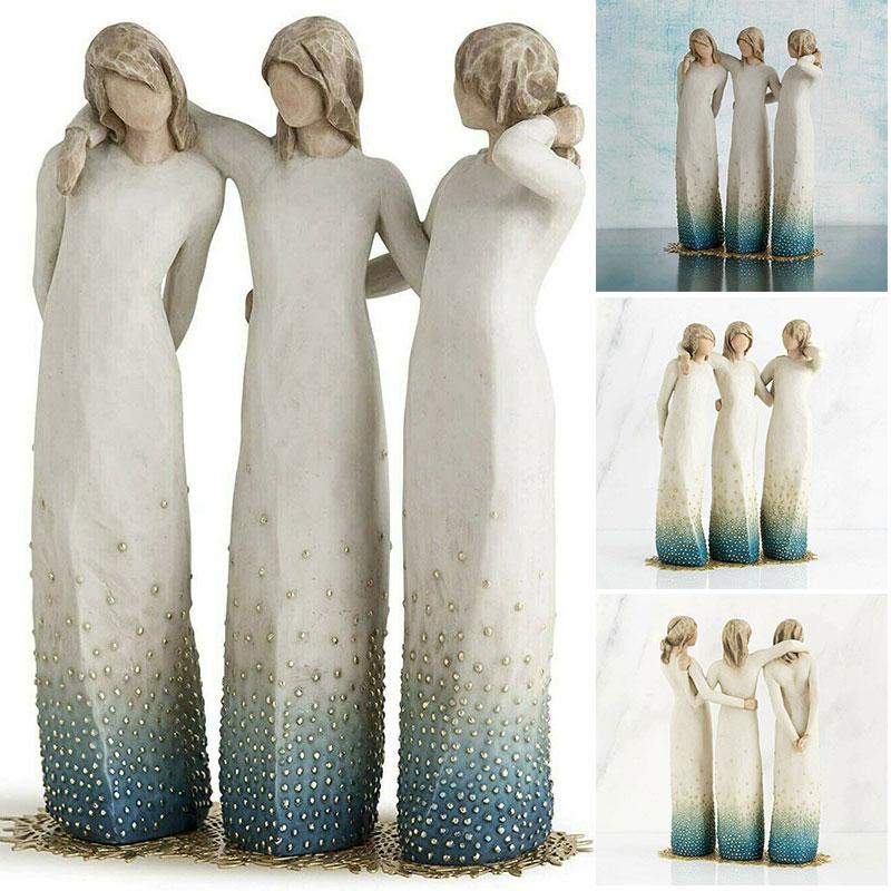 

Garden Decorations By My Side Sculpted Hand-painted Figure Resin Desktop Ornament Home Decorative Statue Gift For Friends Sisters Hug