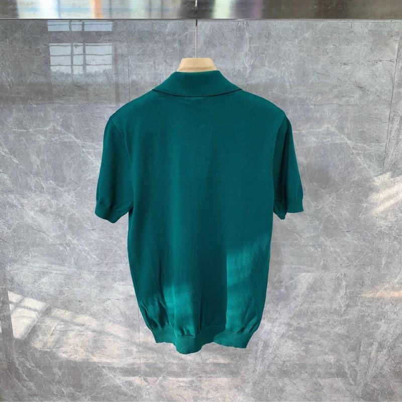 

Men's T-Shirts Vintage Men Business Lapel T Shirts Luxury Short Sleeve Knitting Tops Japan Style High Street Solid Color Thin Shirt Male