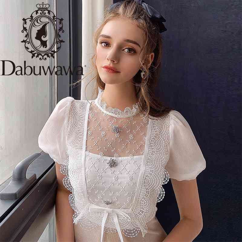 

Dabuwawa Exclusive Vintage Patchwork Dress Women Puff Sleeve Single Breasted Bow Summer Sexy Lace Dress Ladies DO1BDR068 210520, Champagne