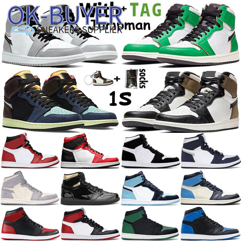 

2021 high jumpman 1 1s mens basketball shoes lucky green light smoke grey tokyo hack unc obsidian chicago retros sneaker trainers size 3647