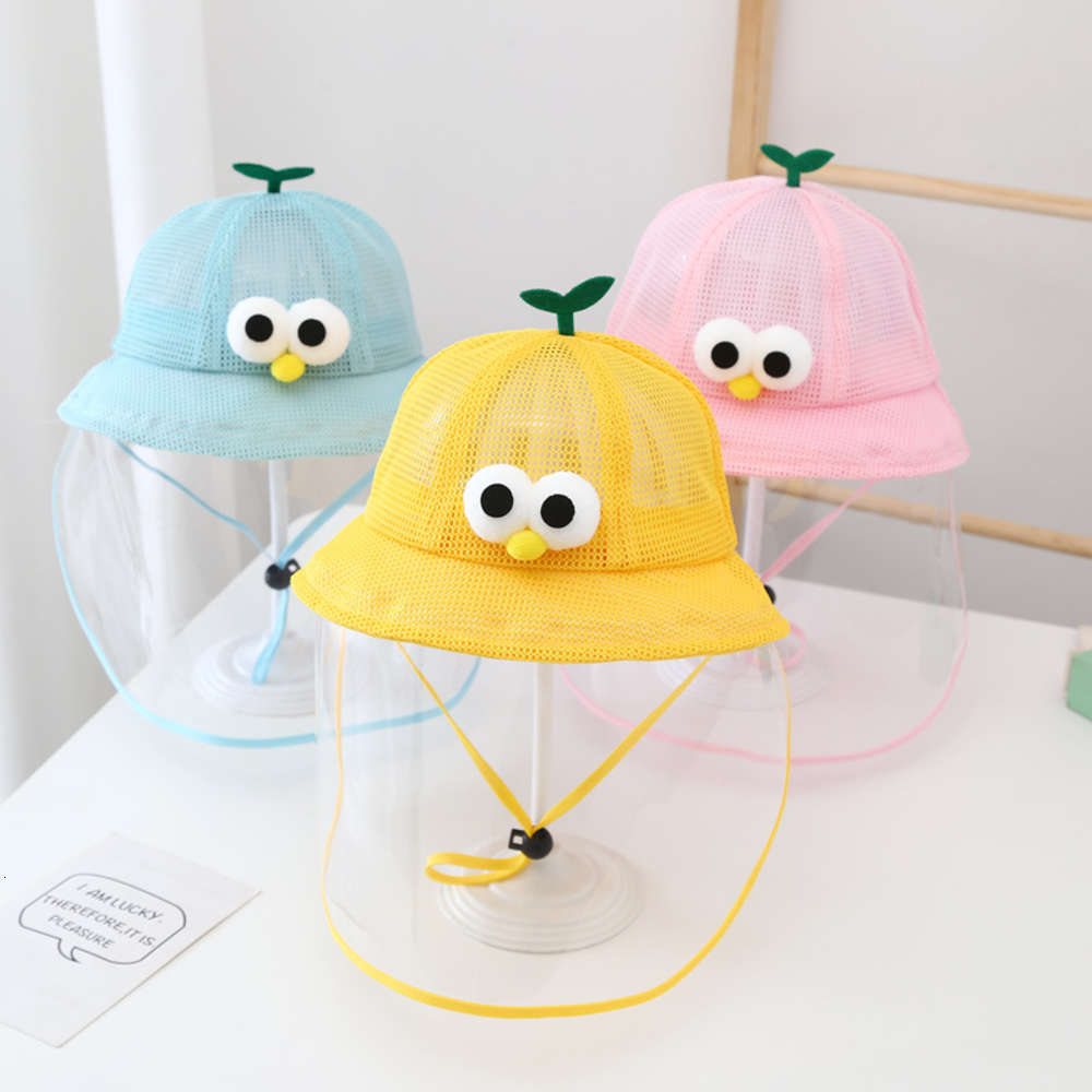 

Baby Hat summer mesh breathable protective hat droplet detachable mask boys' and girls' children's, Yellow
