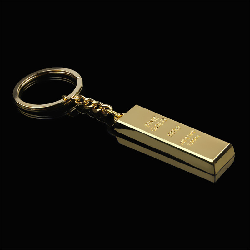 

10Pieces/Lot Key Chain Auto Accessories Car Keyring Bullion Key Rings Creative Gold Bar Keychain Handbag Wallet Pendant Metal Key Holder