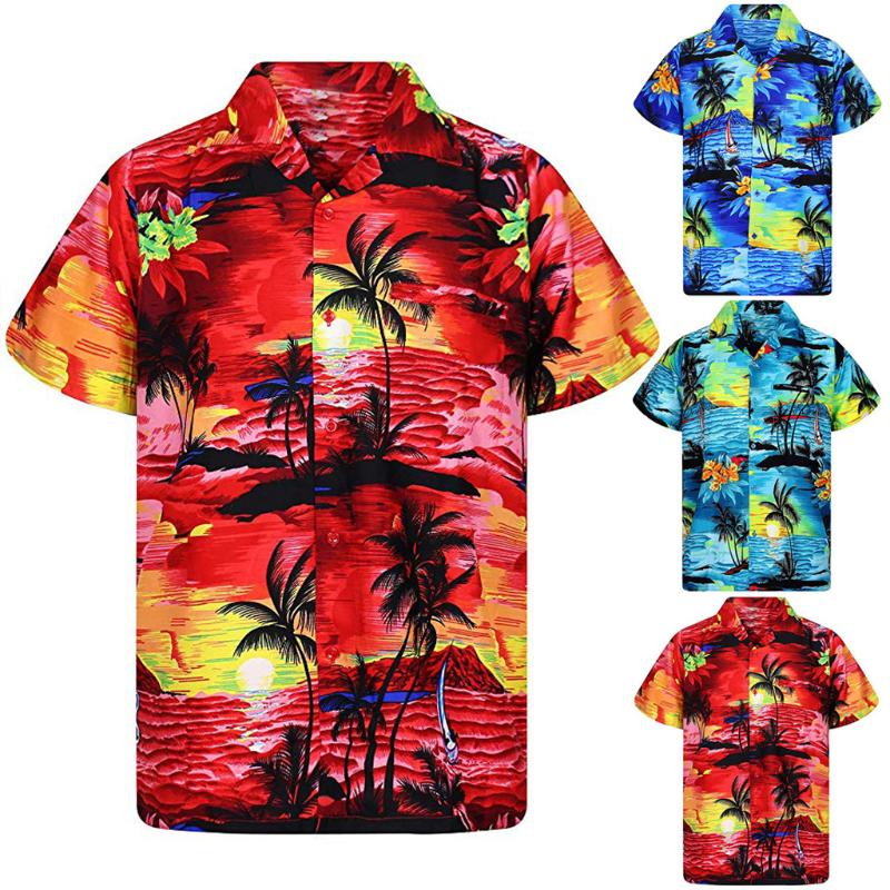 

Remera Hawaiana Para Hombre, Informal A La Moda Con Botones, Estampado Hawaiano, Men's Casual Shirts, Rojo