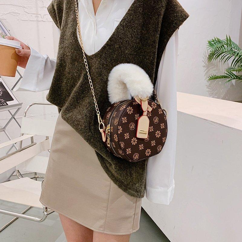 

Brand Design Women Bags Leather Round Handbag And Purses Ladies Luxury Crossbody Shoulder Bag Women's Hand Female Clutch Evening