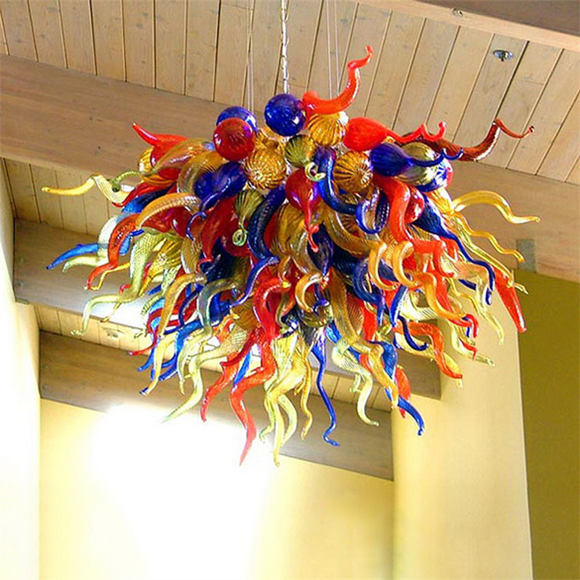 Hanging Lamp Kitchen Bar Chandeliers for Dining Room Creative Modern Murano Hand Blown Glass Chandelier Lights With Led Bulbs Colorful 80*80cm Vi-image-688442286