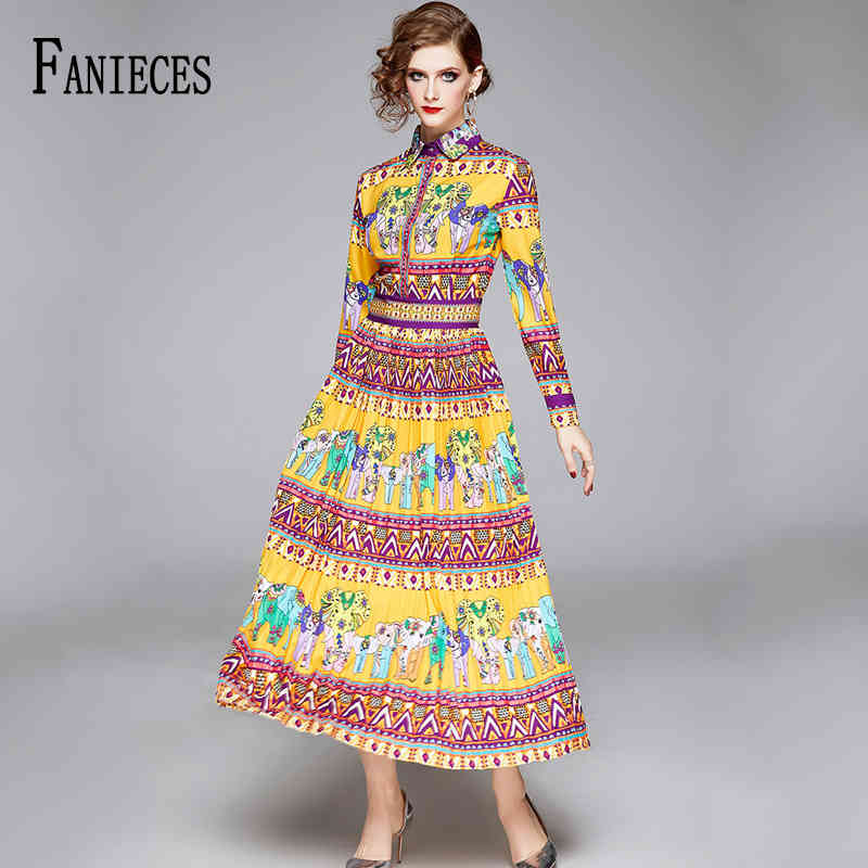 

Designer Runway Summer fall Dress Vintage Stripe Printed long Sleeve Midi Party Dresses vestidos de verano 210520, V30-5507