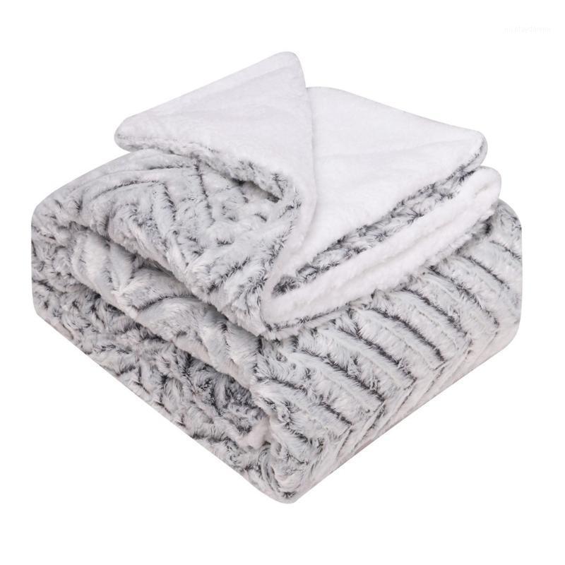 

Blankets Thickened Double Layer Lamb Down Long Plush Tie-dyed Brushed Fleece Blanket Faux Fur Tie-dye Home Textiles Blanket&F4