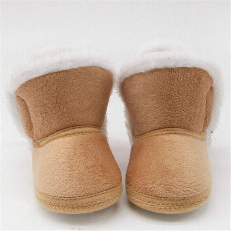 

First Walkers 1Pair Winter Warm Plush Pram Shoes Star Pattern Crib Baby Girls Boys 0-18 Months Toddler Snow Booties Lined Boots