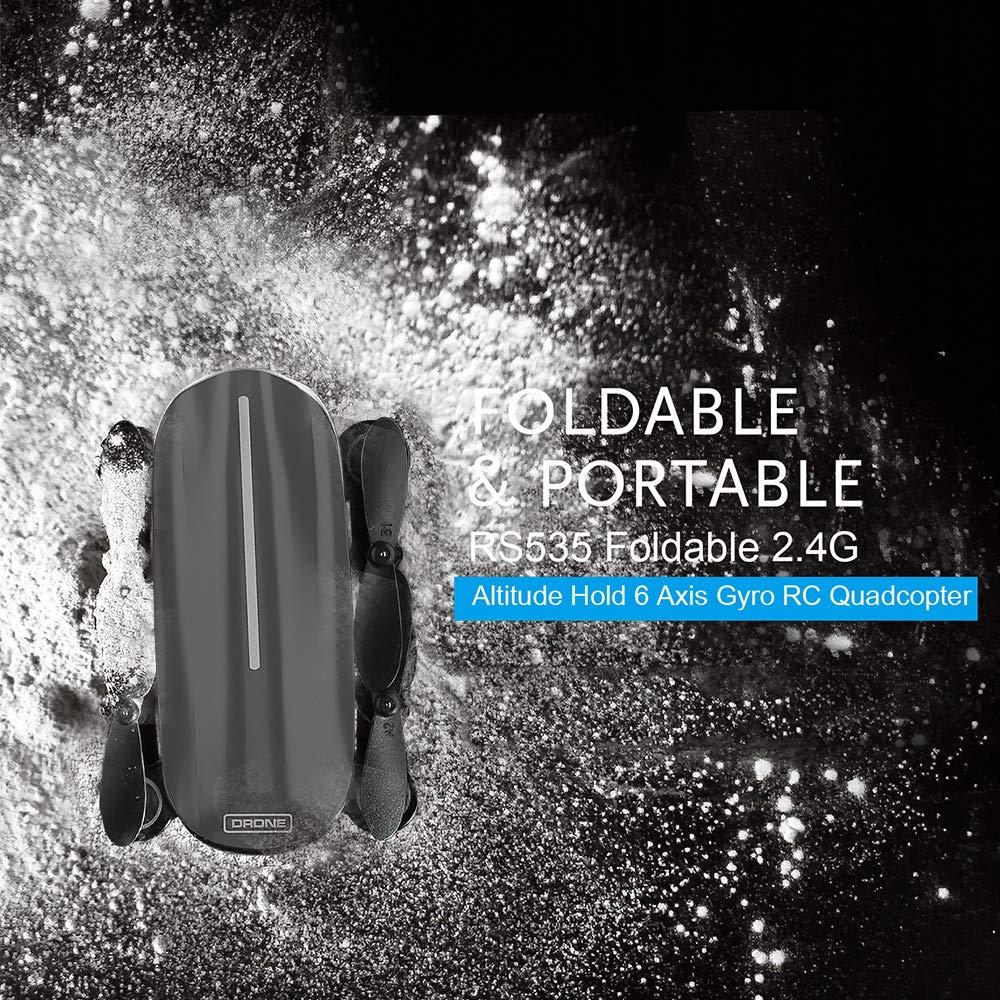 

Upgraded RS535 wide angle HD camera Foldable RC Drone 2.4G Altitude Hold 6 Axis Gyro Headless Mode colorful fpv Quadcopter Toys, 480p black