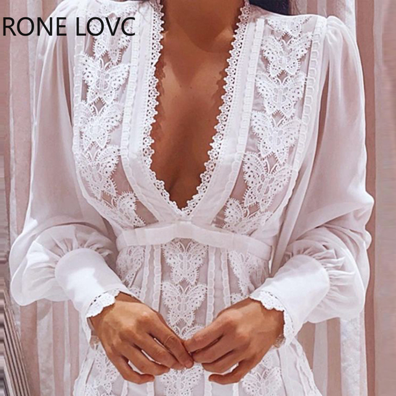 

2021women sheer mesh puff sleeve butterfly lace dress women dress, Black;gray