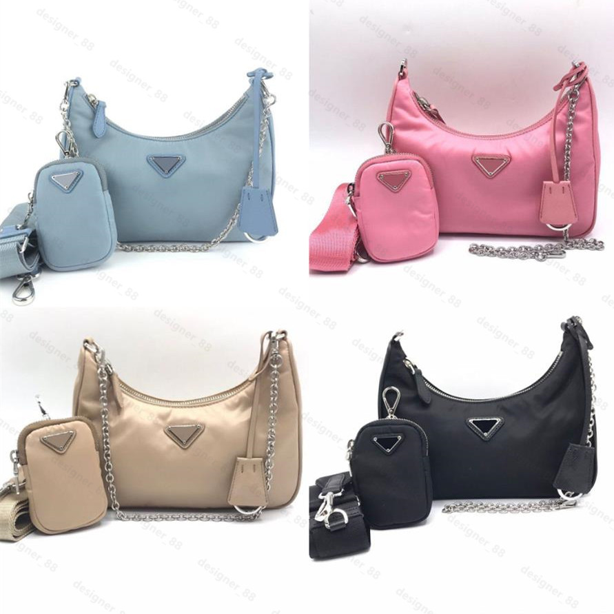 

Top quality nylon Luxury Designer bag shoulderbags leather handbag best-selling lady cross-body chain bags tote handbags famous fashion Clutch 3 pces in one, Sky blue
